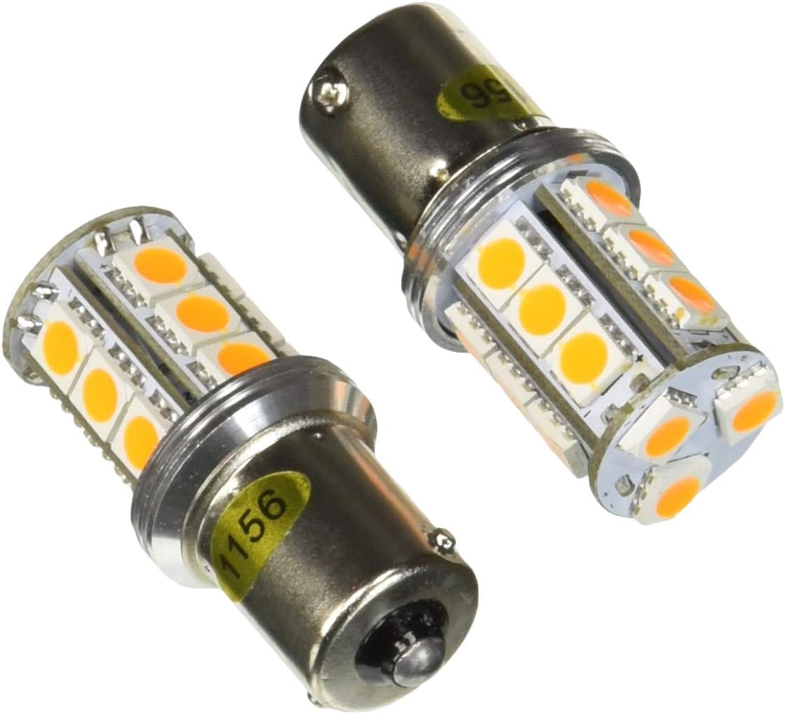 Lot De 2 Ampoules LED 1156 BA15S P21W Pour Clignotants Moto - 6V, Jaune, 160LM, Garantie 1 An