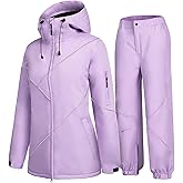 GEMYSE Women's Ski Snowsuit Waterproof Windproof Insulated Jacket and Pants Set Winter Warm Snowboarding Coat with Hood