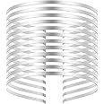 Onwon 12 Pieces Smooth Metal Headbands Frames in Silver Tone for DIY Tiara Base Blank Hairband Silver Plated Head Bands 3mm