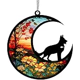 Allhercom Suncatcher Dog Memorial Gifts for Loss of Dog, Dog Remembrance Gift for Dog Lovers, Pet Loss Sympathy Gift, Puppy Adult Dog Bereavement Gift (German Shepherd, 6“)