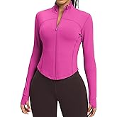colorskin Women BBL Jacket Full Zip UP Workout Athletic Cropped Jacket wIth Thumb Holes Running Yoga Sportswear