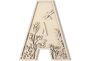 LONGAN CRAFT Layered 12 Inch Large Wooden Letters for Wall Decor, Flowered Paintable Wooden Nursery Letters for Crafts Wood Alphabet Letter A for Birthday Boho Nursery Name Sign Wedding Home Decoration