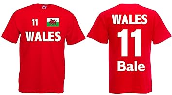 World-of-Shirt Herren T-Shirt Wales EM 2016 Trikot Bale Nr.11