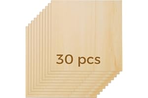 OUYZGIA 30 Pcs 3mm Plywood Basswood Sheets 11.8x11.8x1/8” Unfinished Thin Wood Sheets for Laser Cutting Engraving DIY Craft Painting Modeling (300x300x3mm, 30 Pcs)