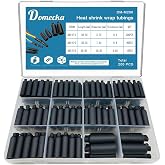 Domecka 200PCS Waterproof Heat Shrink End Caps tubing, Electrical Wire Cable Wrap Marine Grade Sealed Heat shrinkable tubing, Adhesive Lined Tube Insulation Seal Heat-shrinkable Cap Tubes Kit with Box