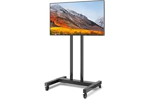 TVON Mobile TV Stand with Wheels for 32-75 Inch Plasma LCD LED OLED Flat Curved Screen TVs, Height Adjustable Trolley Floor Stand Holds up to 99 lbs, Rolling TV Cart Max VESA 600x400mm