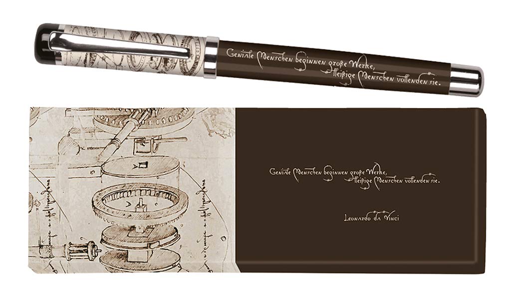 moses. libri_x Leonardo da Vinci Rollerball Pen Metal with Blue Refill, Printed with Leonardo da Vinci Quote, in a Gift Box, 1 Item (Pack of 1)
