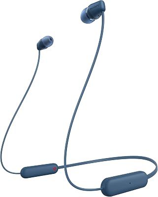 WI-C100 Auriculares Inalámbricos - Hasta 25 Horas de Duración de la Batería, Micrófono Incorporado para Llamadas de Teléfono, Compatible con Asistentes de Voz, Conectividad Bluetooth, Azul