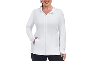 COOTRY Women's Plus Size UPF 50+ Sun Protection Jacket Lightweight Long Sleeve Zip Up Hoodie Cooling Sun Shirt Hiking Workout