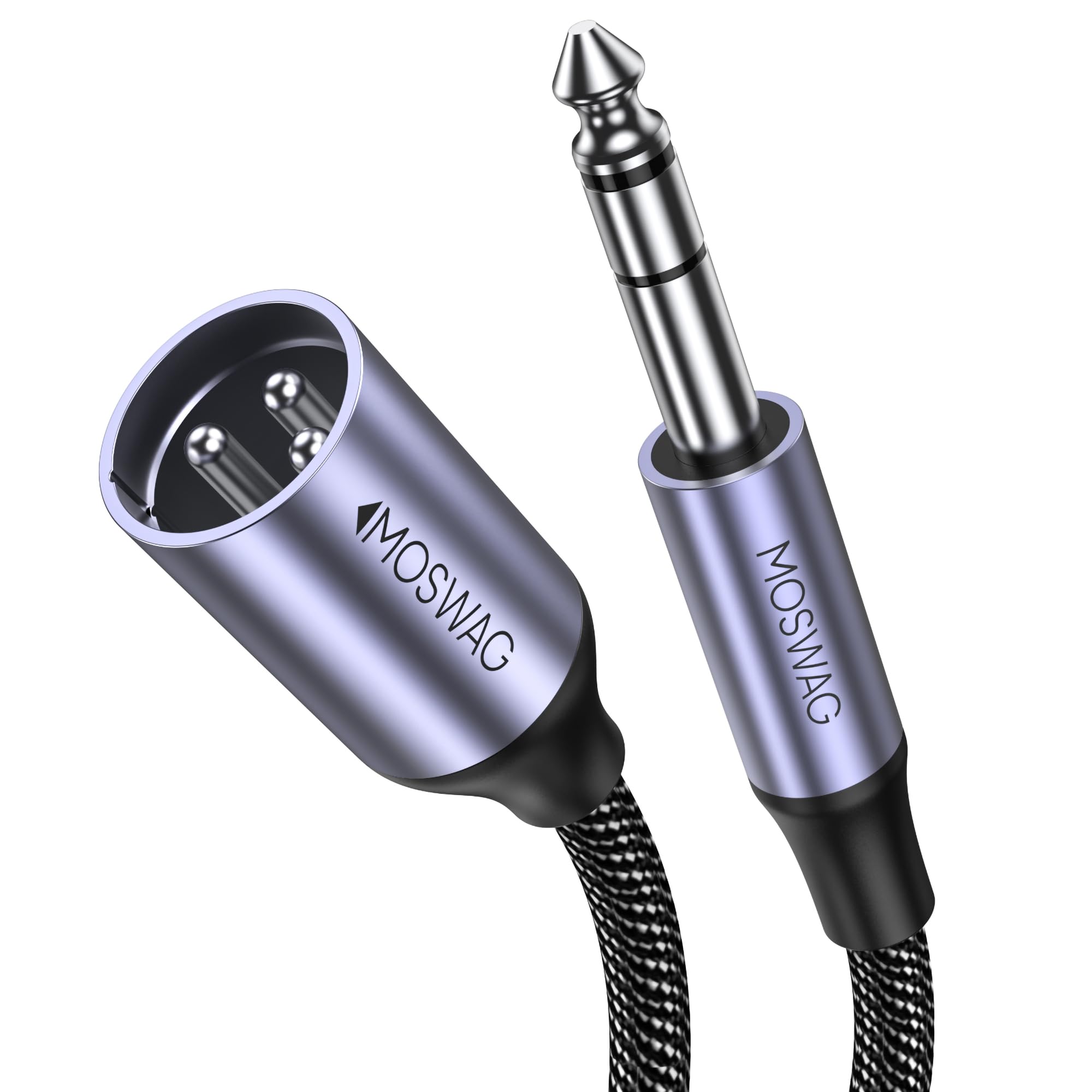 MOSWAG XLR Male to 6.35mm Cable, XLR to 6.35mm male Audio Cable, 1/4 Jack to Mic xlr male Braid Strero cable for Electric Guitar, Piano, Microphone, Speaker, Amplifier and more (5M)
