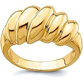 JewelryWeb 14k Solid Yellow Gold Polished Slanted Shrimp Dome Ring Size 7 Ring for Women