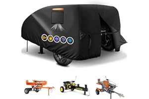 HICOVER Log Splitter Cover Waterproof Heavy Duty, 1200D Oxford PVC Wood Splitter Cover with Rear Waterproof Zipper, Reflective Strips & Ventilation for 15-45 Ton Log Splitters (83"x45"x39")​