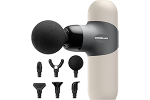 Morelax Mini Massage Gun Portable Deep Tissue Muscle Percussion Massager, Electric Handheld Sport Massager with 6 Massage Heads 4 Speed, Best Gift (Almond)