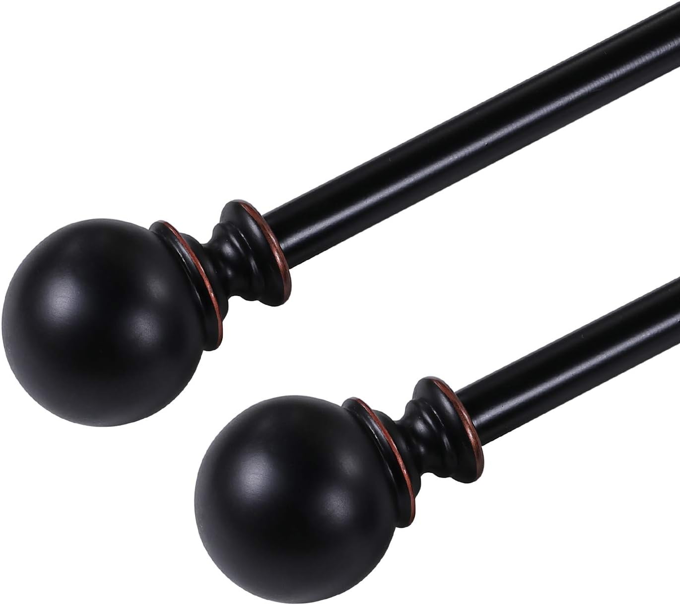 Decorative Curtain Rod with Round Finials for Windows 28 to 48-inch Single Window Treatment Rod Set with Classic Finial 3/4 Inch Diameter 2848 Black，2 Pack: Home & Kitchen