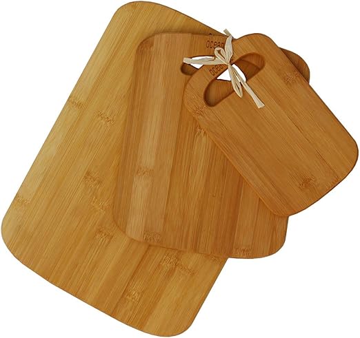 Amazon Com Oceanstar 3 Piece Bamboo Cutting Board Set Natural