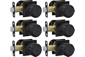 Haidms 6 Pack Black Door Knobs Interior, Privacy Interior Door Knob for Bedroom or Bathroom, Matte Black Door Knobs