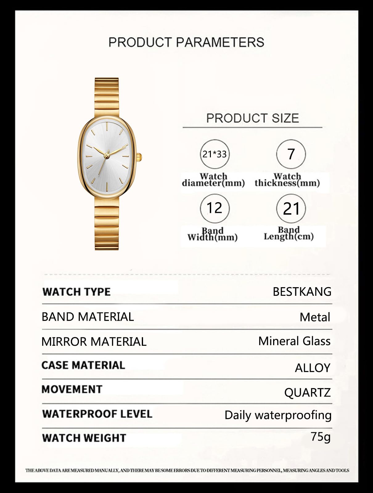 BESTKANG Exquisite Watches for Women Easy Reader Watch Fashion Oval Ultrathin Waterproof Ladies Wrist Watch