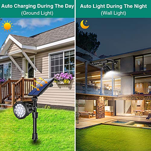 JSOT Solar Spot Lights, Outdoor 18 LED Landscape Lamps Super Bright Spotlight Waterproof Flood Lamp with Motion Sensor for Deck Yard Garden Garage Driveway (White - 4 Pack)