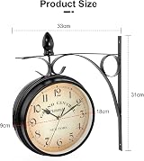 Dyna-Living Double Sided Wall Clock Vintage Outdoor Garden 33x9x31cm view 4