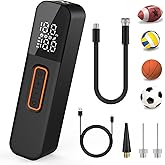 BAMCOO Ball Pump for Sports Balls, Portable Electric Ball Pump with 2 Needles &1 Air Nozzle, Digital Display Pressure Gauge, Fast Inflation, Sports Air Pump for Basketball Soccer Football Volleyball