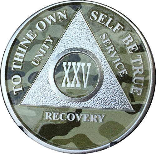 25 Year AA Medallion Camo Silver Plated Camouflage Color Chip