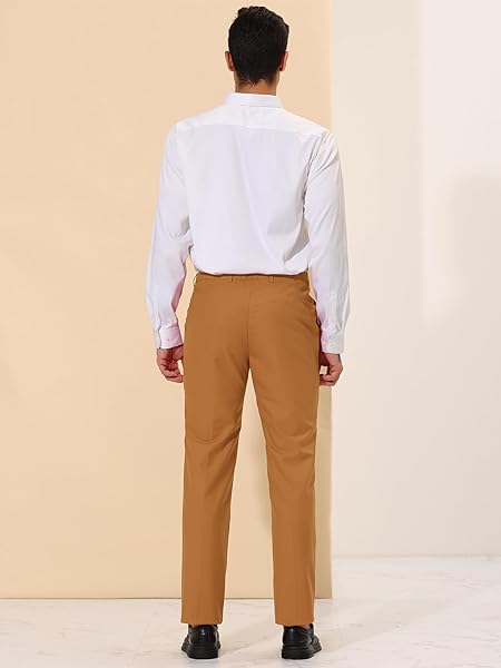 LARS AMADEUS MEN’S BROWN DRESS PANTS SLIM FIT FLAT FRONT CHINO BUSINESS WEDDING SUIT PANTS 30