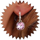 Sttiafay Boho Emerald Square Dangle Earrings Green Emerald Drop Earrings Emerald Crystal Square Earrings Emerald Huggie Hoop Earrings Jewelry for Women