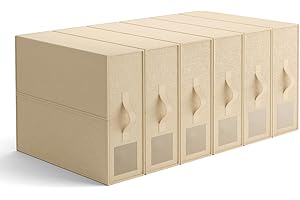 PARANTA Bed Sheet Organizers and Storage 6 Pack,Foldable Sheet Organizer for Linen Closet,Bedding Storage Box Container with Label,Sheets Set Folder Keeper for Blanket Duvet Cover Queen or King Beige