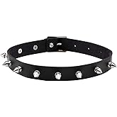 MILAKOO Women Men Cool Punk Goth Metal Spike Studded PU Leather Necklace