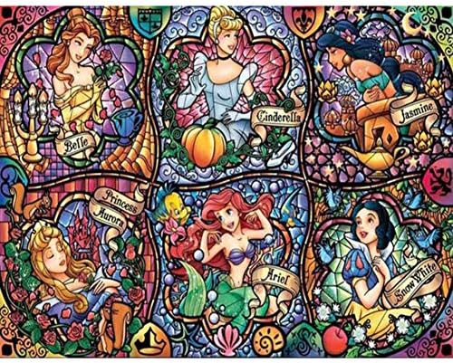 DIY 5D Diamond Painting by Numbers Kits for Adults,16"X12" Paintings Crystal Rhinestone Diamond Embroidery Full Drill Cross Stitch Kit Pictures Arts Craft,Disney Cinderella Ariel Aurora Princess
