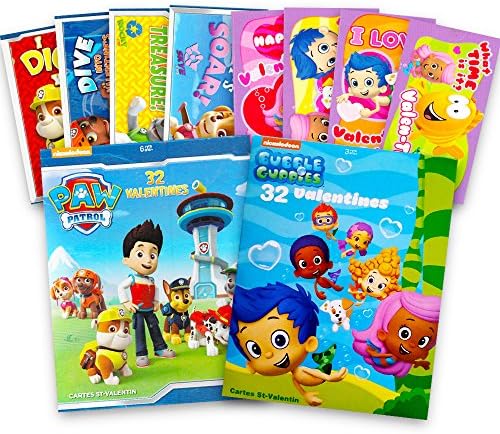 Nick Jr Paw Patrol Valentines Day Cards Super Set -- 32 Paw Patrol Valentines Plus 32 Bonus Bubble Guppies Valentines (64 Valentine Cards Total)