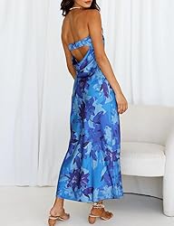 Realtix Summer Satin Print Backless Tube Tops Maxi