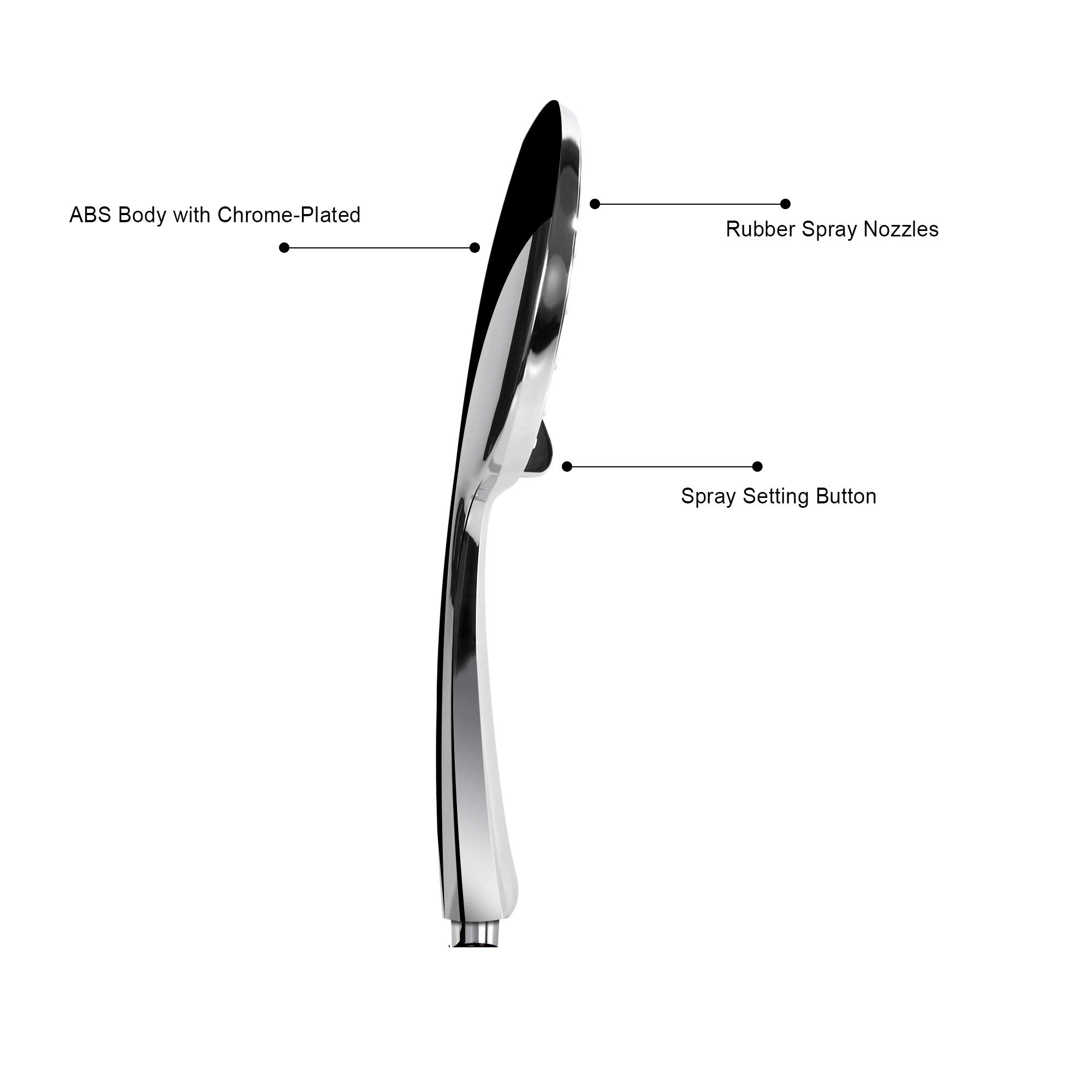 Handheld Shower Head, Hiseea Universal Water Saving Bath Showerhead with 3 Mode Function Spray, Chrome