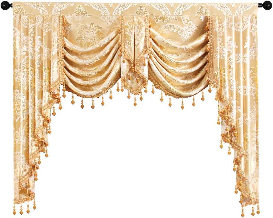 Amazon.de: Goldener Jacquard Swag Wasserfall Volant Luxus Vorhang