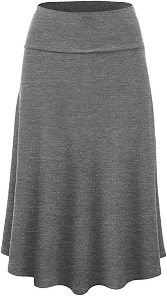 Skirts for Women's Plus Size Solid Flare Hem High Waist Midi Skirt Sexy Uniform Pleated Skirt