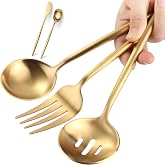 Targzier Gold Serving Utensils Set,5pc Stainless Steel Serving Spoons | 10.8inch,matte gold,serving utensils set for buffet,parties&amp;daily dining,serving spoons,flatware for elegant serving