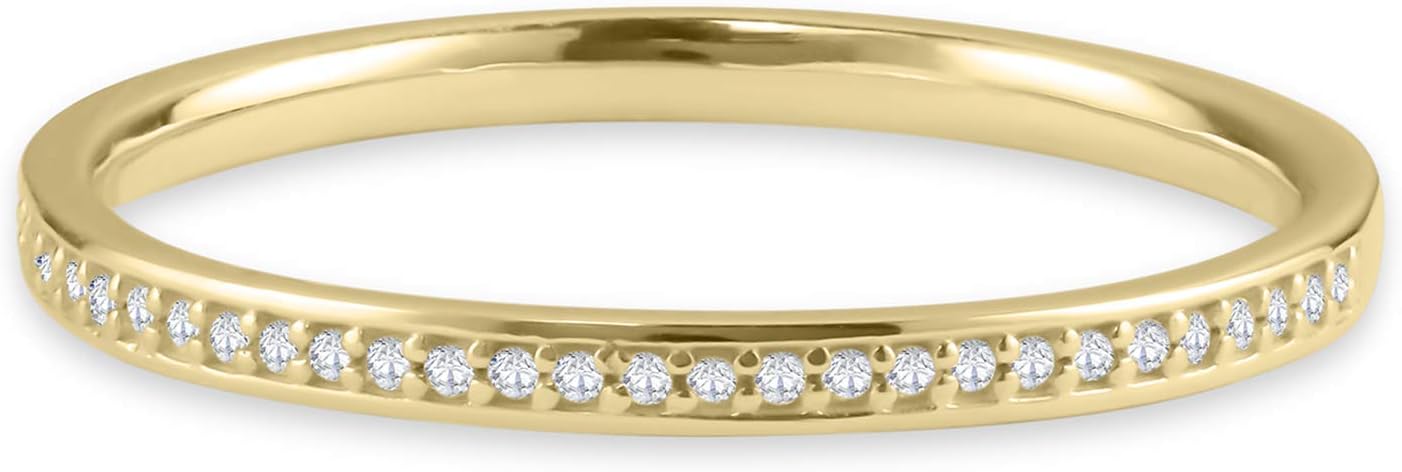 Buy Jewels 14k White Yellow Rose Gold 2mm Half Band Natural Diamond Wedding Anniversary Ring (1/10 cttw, G-H Color)