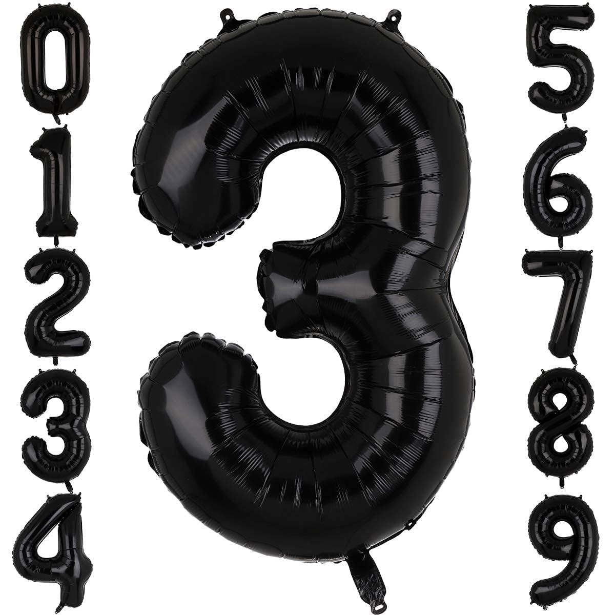 40 Inch Large Foil Number 3 Balloons Black Big Mylar Helium Balloon Birthdays Party Decorations Supplies
