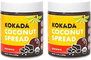 Kokada Coconut Spread, Brownie (11oz Jars, Pack of 2 Jars) - Peanut Free, School Safe Snack, Organic Ingredients, Vegan, Gluten Free Spread, Peanut Butter, Sunflower Seed & Cookie Butter Alternative
