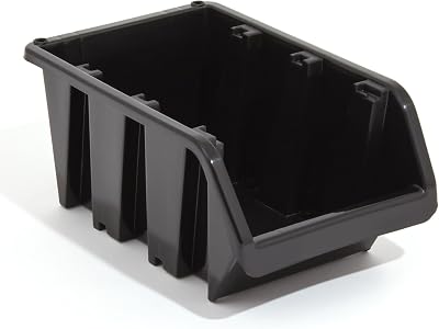 Prosperplast XL Size 5 Black Plastic Storage Bins (120 Pack) Stackable IN-Box