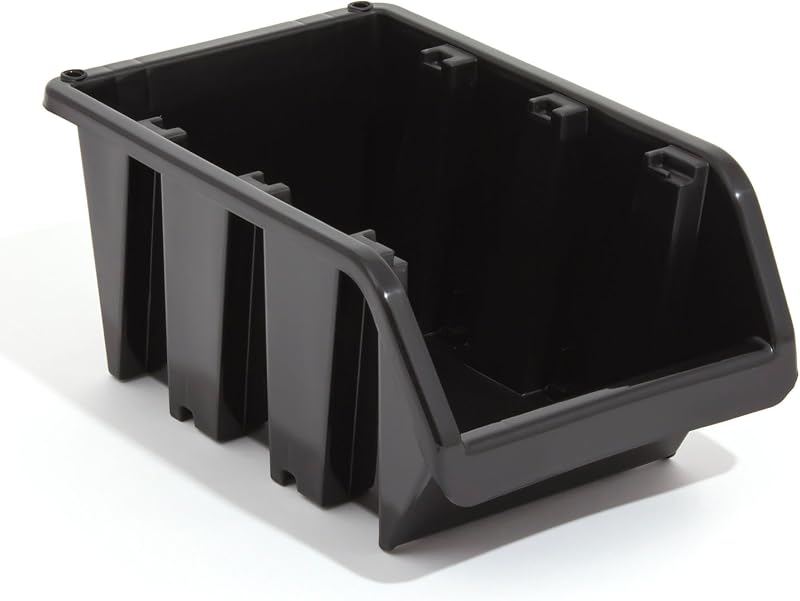 Prosperplast XL Size 5 Black Plastic Storage Bins (120 Pack) Stackable IN-Box