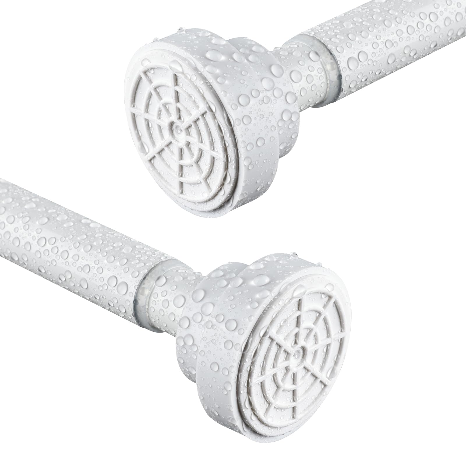 Shower Curtain Rod, Stainless Steel Extendable Shower Curtain Pole Tension Rods for Curtain No Drilling Shower Curtain Rail Net Curtain Poles for Bathroom Window Kitchen Wardrobe 115-185cm,White