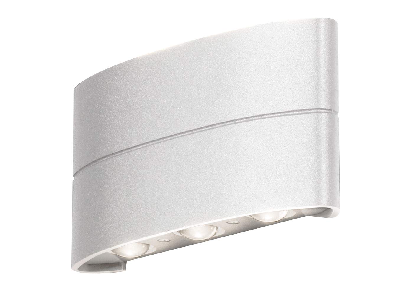 Konstsmide Outdoor Wall Light Mains Powered/Chieri Modern Up Down/LED High Power 6 x 1 W Lamp/Clear Glass/Aluminium/IP54/Outside Light White