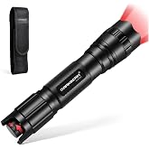 DARKBEAM Red Light LED Flashlight Dimmable for Night Astronomy Rechargeable | Tactical Flashlights, Focus Adjustable High Power Handheld Redlight, for Hunting, Stargazing, Photography, Camping, 620-625nm