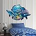 ChezMax 3D Dolphin Wall Art Sticker Removable Wall Decal for Home Decoration