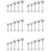 SCERRING 18-30PCS 14g Stainless Steel Balls Labret Monroe Lip Cheek Tragus Cartilage Helix Earring Ring Body Piercing Jewelry 8-16mm