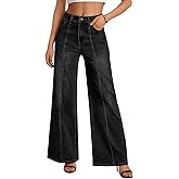 Trendy Queen Womens Wide Leg Jeans - High Waisted Baggy Pants, Soft Comfort Cotton Denim with a Relaxed Fit