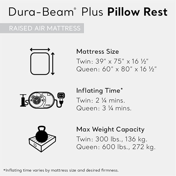 INTEX RAISED AIRBED MATTRESS WITH BUILT-IN PUMP, DURA-BEAM PLUS PILLOW, TWIN – PORTABLE INFLATABLE LUXURY BLOW-UP BED FOR ADULTS, CAMPING, GUESTS