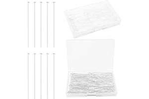 Yumttero 200 Pcs 50mm Straight Head Pins for Craft Earring Bracelet Necklace Pendant DIY Jewelry Making, Silver Color
