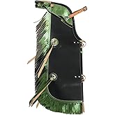 HILASON Pro Rodeo Bull Riding Chaps Youth Green Olive | Top grain leather with hand-tooled trim, adjustable waist and thigh, 23 inches long, bull riding and rodeo